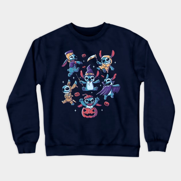 Halloween Experiments Cute Spooky Aliens Crewneck Sweatshirt by eduely